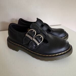 Dr. Doc Martens Black Leather 8065 Mary Jane Double Buckle Shoes 13 Kids Juniors